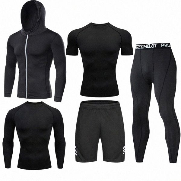 

men's tracksuits compressione da uomo set corsa porta attillata abbigliamento legging camicia pantalone maniche lunghe tuta ortivo 2021, Gray