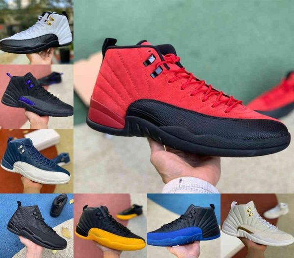 

2021 low easter 12 12s mens shoes indigo flu game dark concord ovo white reverse taxi fiba gamma blue trainer sneakers, Black