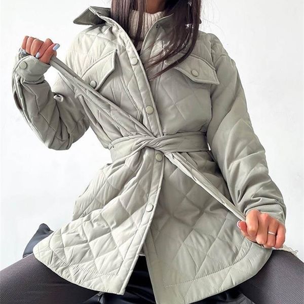 

women's down parkas loose padded long lingge women's winter jacket casual turn down collar belt straight overcoat office lady outw, Black