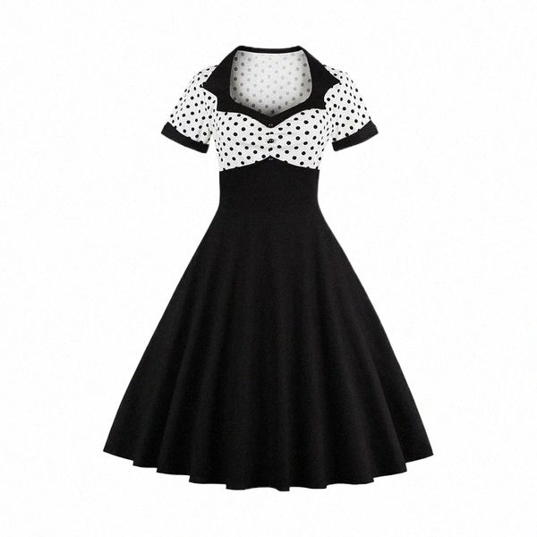 

casual dresses casual dresses 2021 summer dress sleeveless patchwork style 1950s vintage black white women party feminino rockabilly vestido, Black;gray