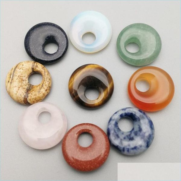 

stone natural crystal semi-precious stone turquoise rose quartz 18mm peace buckle for necklace ring earrrings jewelry acce bdejewelry dhkoe, Black