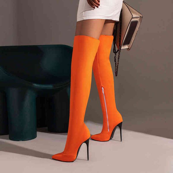 

boots 2022 new fashion women's over-the-knee 48 yards plus size high-heeled european and american party 220906, Black