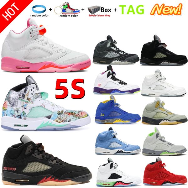 

new 5 v men basketball shoes 5s aqua high mars pinksicle green bean raging red fire goretex white cement metallic flight oreo wings ice blue