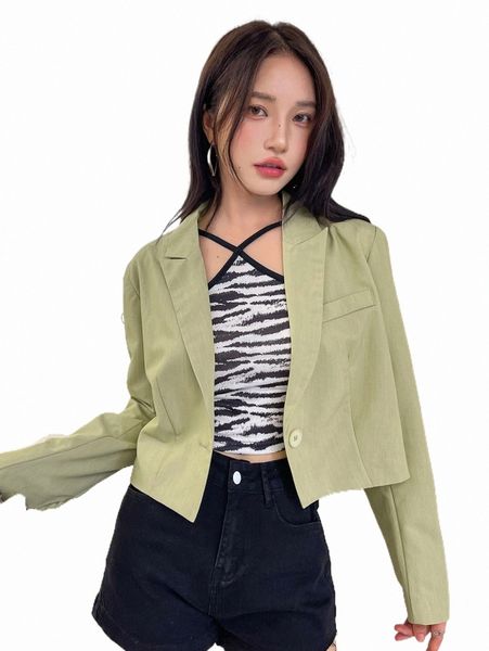 

women's two piece pants dazy solid lapel neck crop blazer 9973#, White