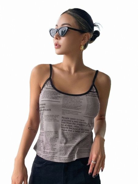 

women's tanks & camis dazy newspaper print cami q9b9#, White