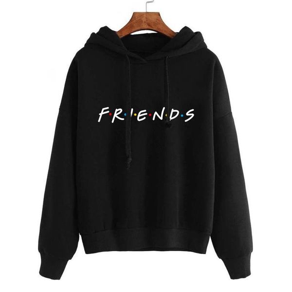 

women's hoodies sweatshirts streetwear hoodies friends letter printing women sweatshirt autumn long sleeve female hooded pullovers vint, Black