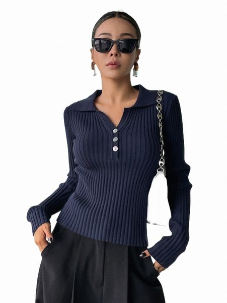 

women's sweaters dazy half button ribbed knit sweater 68n6#, White;black