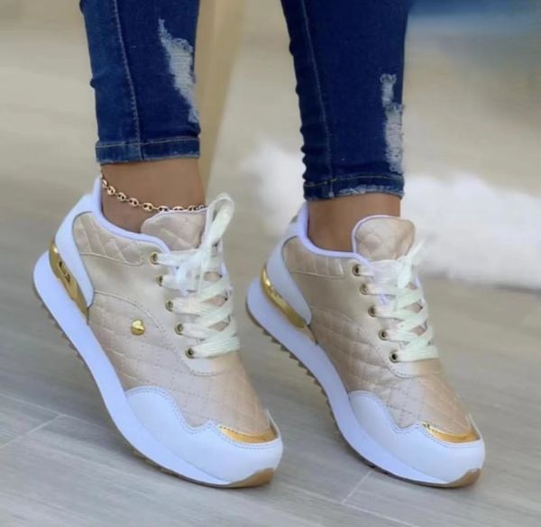 

women shoes flats sport vulcanized sneaker 2022 fashion round toe platform shoes size 43 casual lace up loafers, Red;white