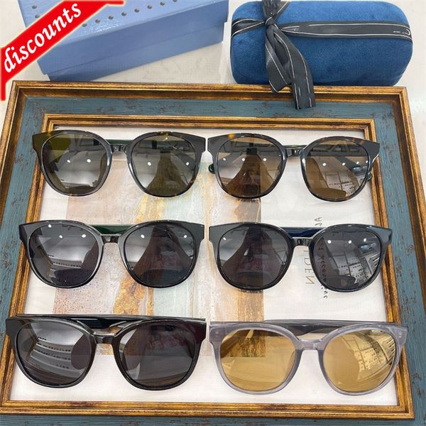 

designer sunglasses g family new plate female fashion ins network red star same round frame male gg0854, White;black