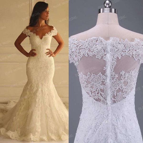 

2022 real image elegant lace mermaid wedding dress church suitable for wedding bride gowns custom made newest, White