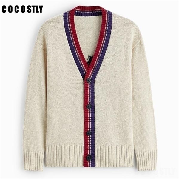 

mens sweaters 2022 autumn fashion sweater men cardigan thick jumpers knitwear male letter contrast korean casual clothes 220905, White;black