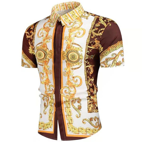 

mens shirt fashion printed shirt cardigan luxury short shirts pattern trend short sleeve button shirt slim fit medusa shirts 330y, White;black
