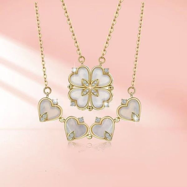 

necklaces bracelet designer jewelry four-leaf clover two-in-one sweet light luxury collarbone chain, Silver