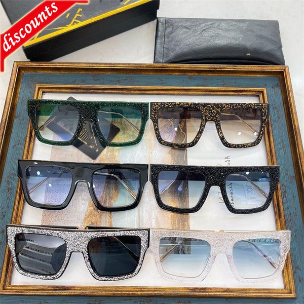 

designer sunglasses 2022 new box female star ins same fashion personalized diamond rimmed large frame men, White;black
