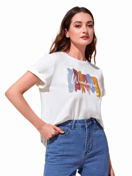 

women's t-shirt modely letter graphic tee 2022 new n8mn#, White