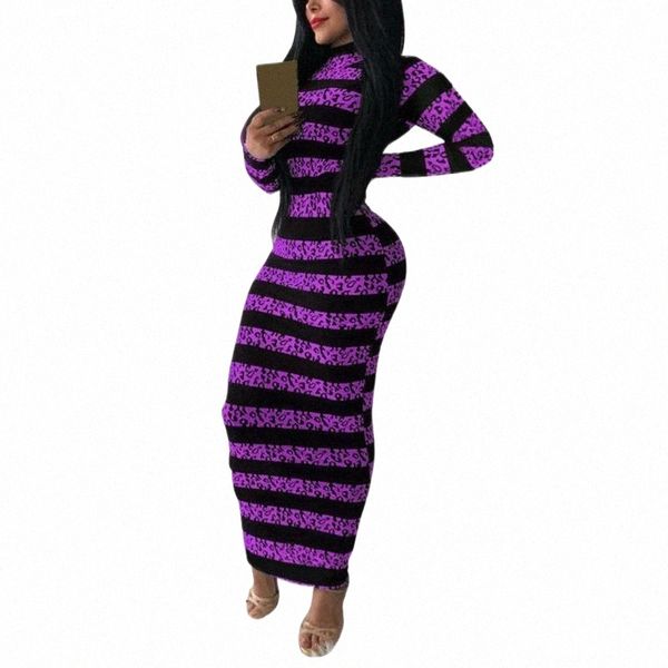 

casual dresses casual dresses autumn women bodycon maxi dress long sleeve leopard striped print outfits fashion female vestido femme robe e5, Black;gray
