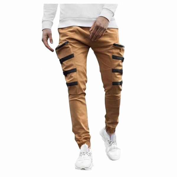 

men's pants men's pants ropa hombre mens casual fitness patchwork bodybuilding pocket skin full length sports pantalones pantalon, Black