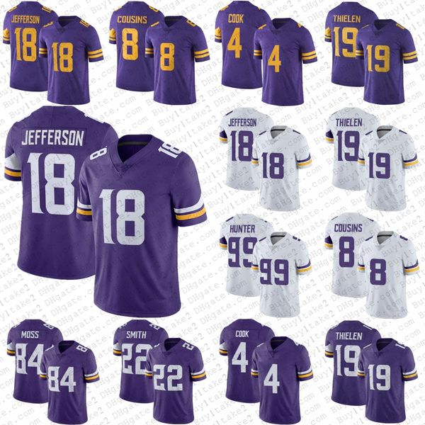 

4 dalvin cook 18 justin jefferson football jerseys adam thielen randy moss harrison smith vikings danielle hunter kirk cousins lewis cine ke, Black;red