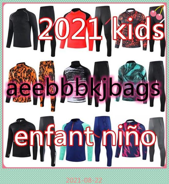 

20 21 madrid kids chandal futbol football training suit soccer tracksuit 2021 real hazard benzema survetement foot jogging, Black