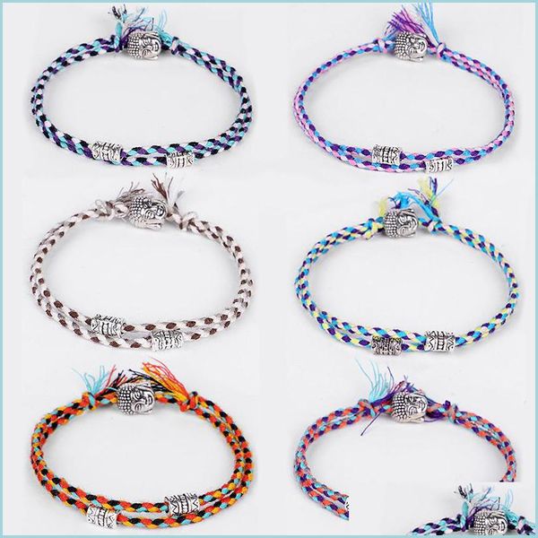 

other bracelets handmade ethnic jewelry adjustable buddha head braiding bracelet women men weave charm accessories q525fz drop delive dhsyt, Golden;silver