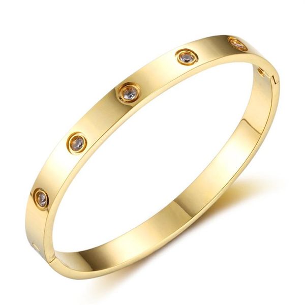 

charm online shopping ladies jewelry 18k gold plated stainless steel love cuff bangle with diamond351c, Golden;silver