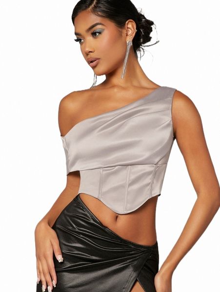 

women's blouses & shirts bae satin asymmetrical neck ruched crop e0j1#, White