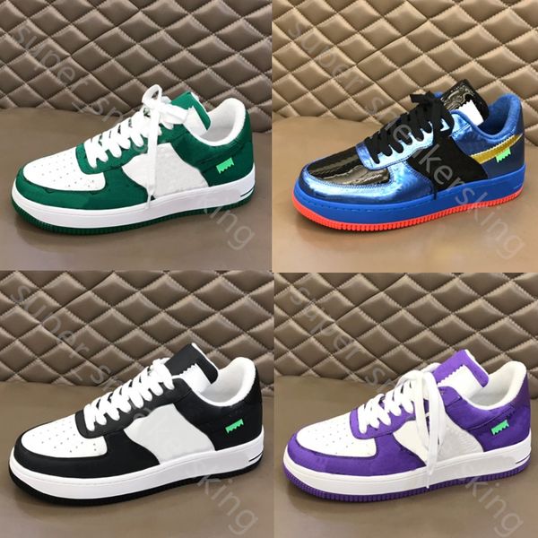 

designer casual shoes men joint sneakers classic leather printing chaussures platform skateboarding sneaker with box 38-46, Black