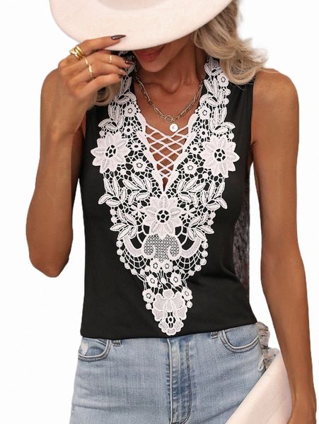 

women's tanks & camis guipure lace insert tank r71m#, White