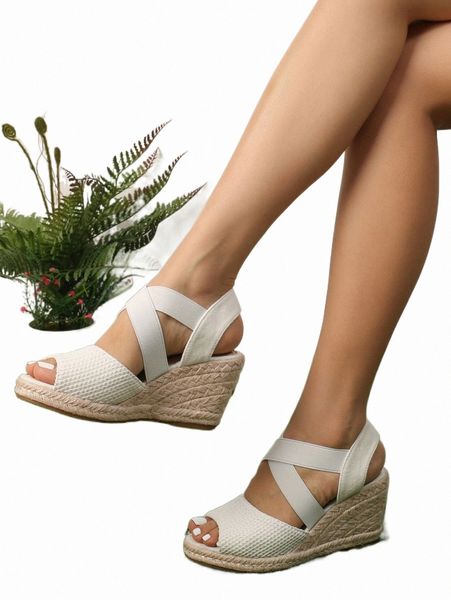 

others apparel cross strap espadrille wedge sandals 16rw#, Black;white