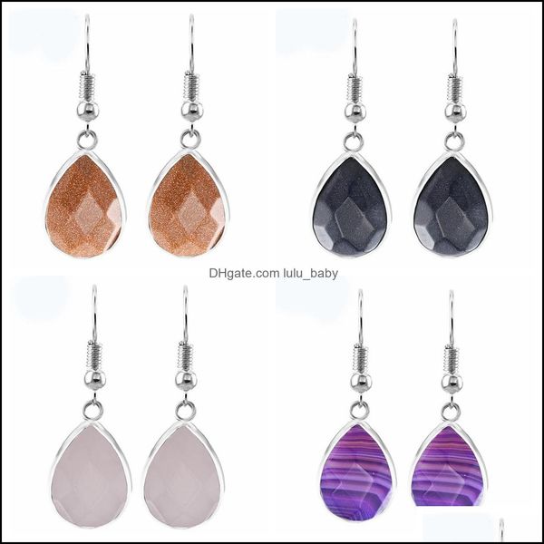 

dangle chandelier women dangle teardrop gemstone earrings natural faceted waterdrop stone drop dangling healing chakra dhseller2010 dhubj, Silver