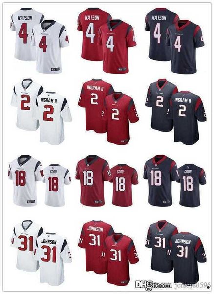 

football jerseys houston''texans''31 david johnson 18 randall cobb 2 mark ingram ii, Black;red