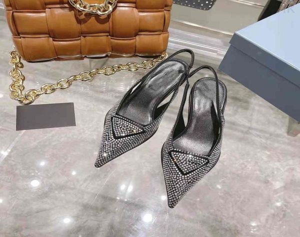 

satin slingback pumps sandals with crystals satin crystals series slippers, Black