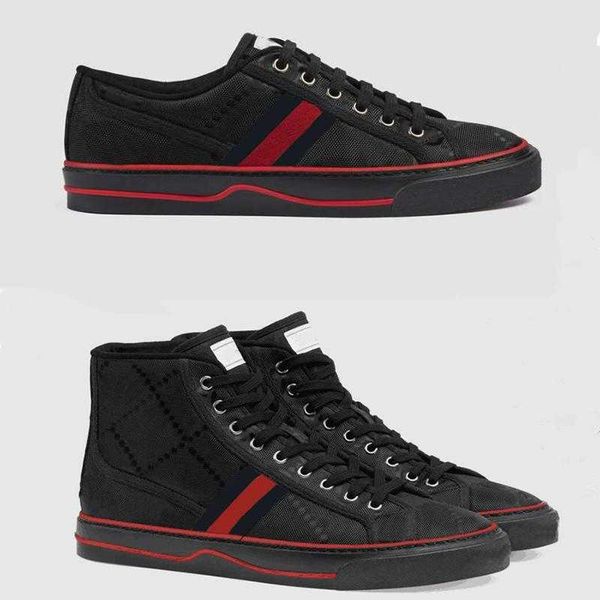 

men off the grid high sneaker designer shoes green red web stripe canvas runner trainers sneakers women rubber sole shoe with hop999, Black