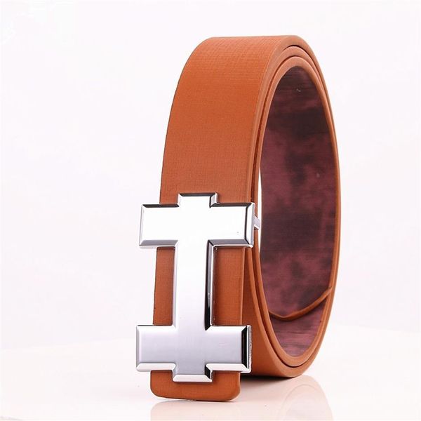

2019 new fashion belt leather men belt good quality smooth buckle mens belts for women belt jeans strap300d, Black;brown
