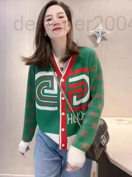 

women's knits & tees designer french style letter jacquard knitted jacket women's wear autumn and winter 2022 new v-neck sweater c, White