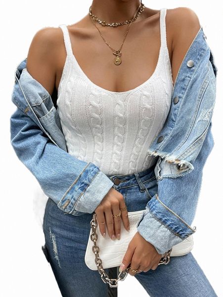 

women's sweaters solid cable cami knit 2022 new w4rf#, White;black