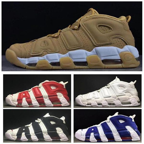 

more uptempos suptempos men basketball shoes prm premium wheat gold s metallic tri-colours 3m pippen sneakers 36-47300e
