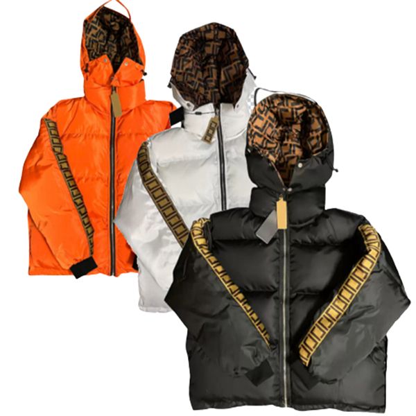 

2023 men women down puffer jacket oblique full body letter appliques designer male warm zipper outwear fashion gentlemen stand collar winter, Black;brown