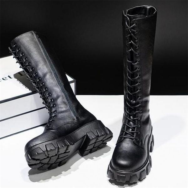 

boots high boots knee-high pu boots high heels for women fashion shoes spring autumn booties female plus size 35-43 220907, Black
