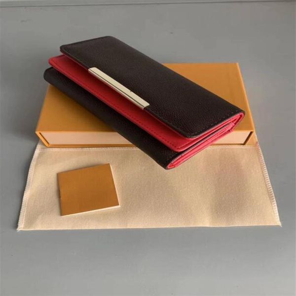

red and brown bottoms lady long wallet multicolor designer coin purse card holder women classic zipper pocket designer2751, Red;black