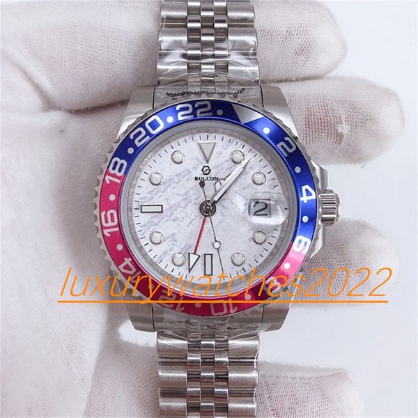 

super factory mens watch 126719 gmt 40mm jubilee red blue bezel automatic movement mechanical fine steel luminous wristwatch, Slivery;brown