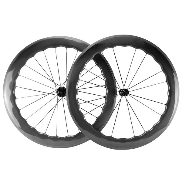 

700c 65mm depth princeton road bicycle wheelset u shape carbon fiber v brake clincher wheels ud glossy