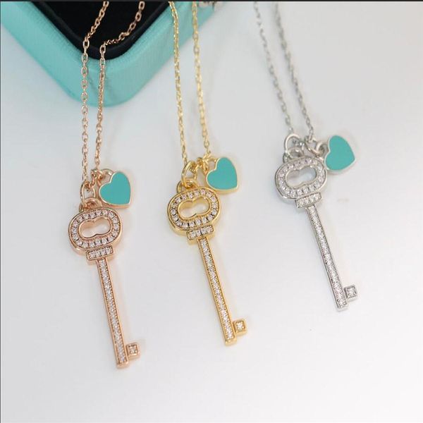 

famouse stylist s925 chinese knot pendant necklace 100% 925 silver necklaces platinum blue enamel key chains306t