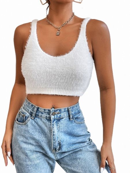 

women's sweaters fuzzy crop cami knit 2022 new 69o2#, White;black