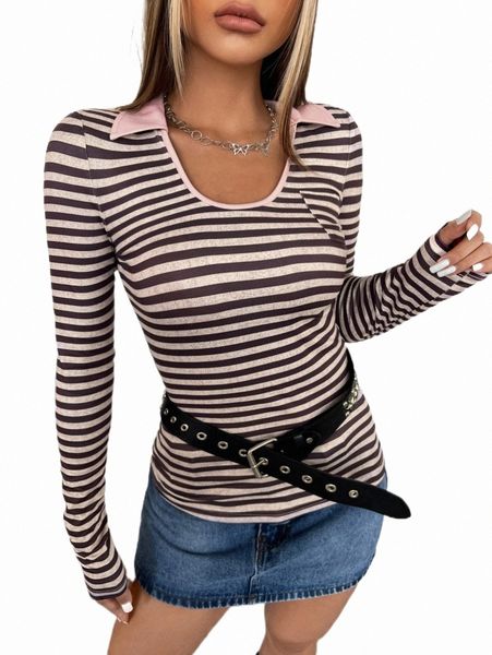 

women's t-shirt striped scoop neck tee without belt 87a3#, White