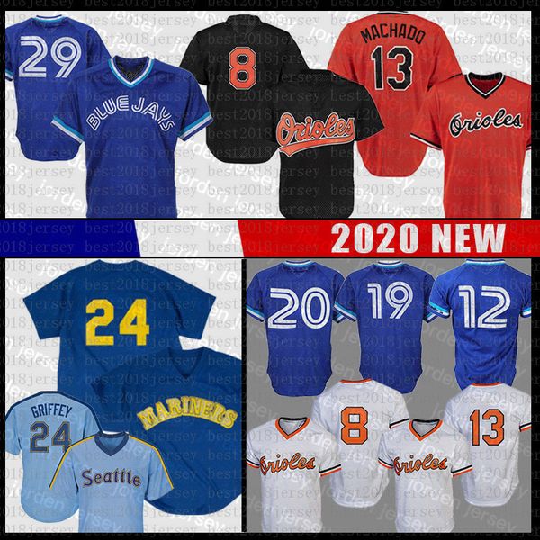 

24 ken griffey men's jr. jersey 29 joe carter roberto alomar josh donaldson jose bautista 13 manny machado 8, Black