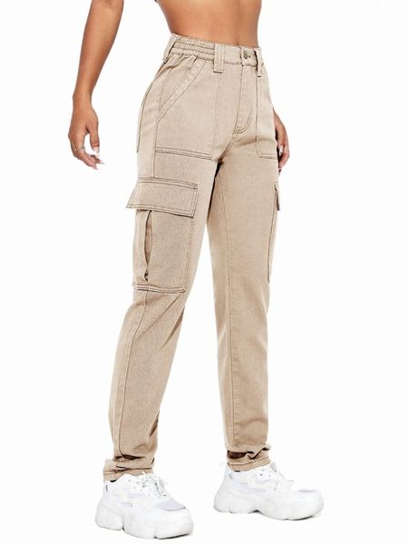 

women's jeans flap pocket side cargo jeans 2022 new 83ci#, Blue