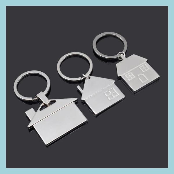 

keychains metal diy house keychain jewelry for women men personality home pendant keyrings car bag key holder party faovrs drop deliv dhpso, Silver