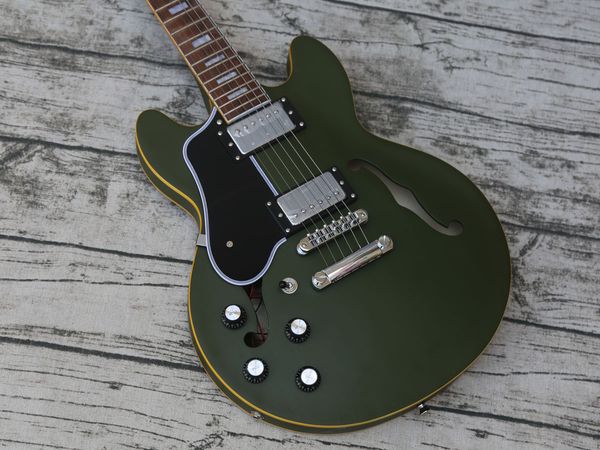 

satin finish left handed jazz hollow body electric guitarsmall body