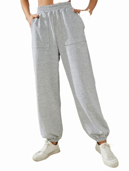

women's pants & capris slant pocket elastic waist sweatpants d4rd#, Black;white